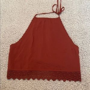 Red America Eagle Tie Crop Top